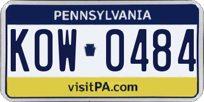 PA license plate KOW0484
