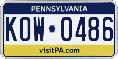 PA license plate KOW0486