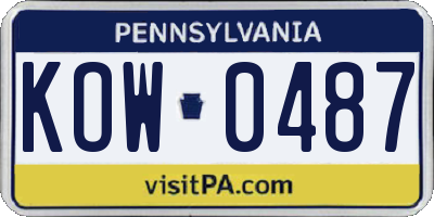 PA license plate KOW0487