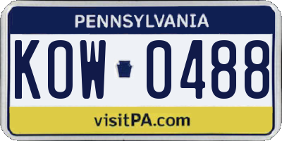 PA license plate KOW0488