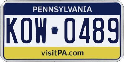 PA license plate KOW0489