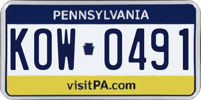 PA license plate KOW0491