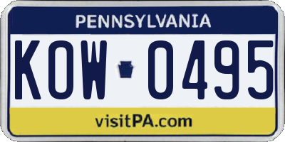 PA license plate KOW0495