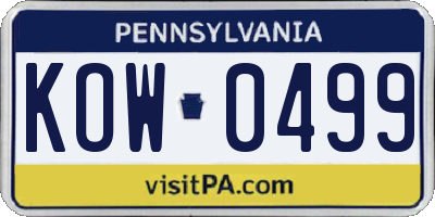 PA license plate KOW0499