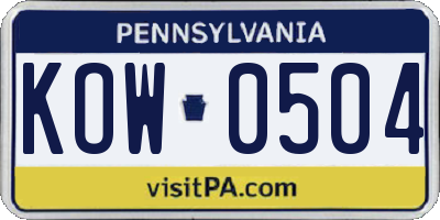 PA license plate KOW0504