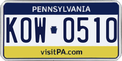 PA license plate KOW0510