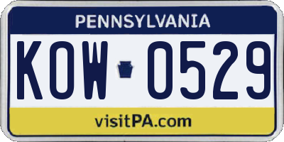 PA license plate KOW0529