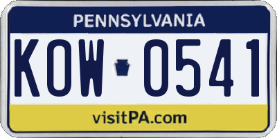 PA license plate KOW0541