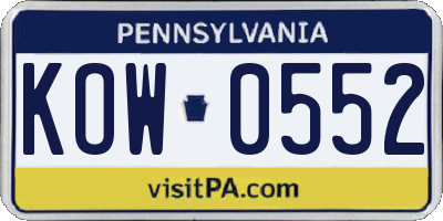 PA license plate KOW0552