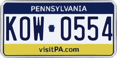 PA license plate KOW0554