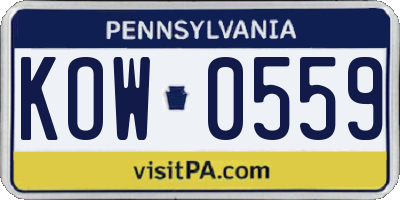 PA license plate KOW0559