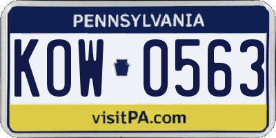 PA license plate KOW0563