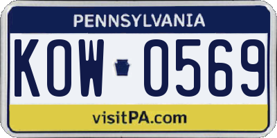 PA license plate KOW0569
