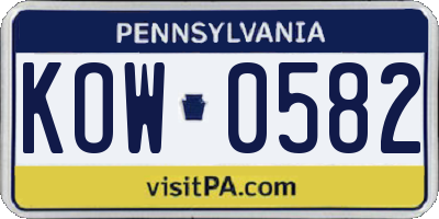 PA license plate KOW0582