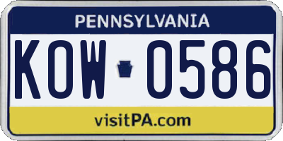 PA license plate KOW0586