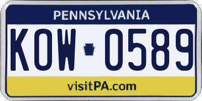 PA license plate KOW0589