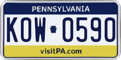 PA license plate KOW0590