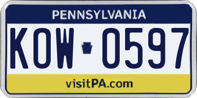 PA license plate KOW0597