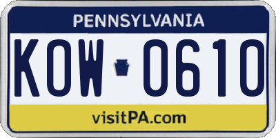 PA license plate KOW0610