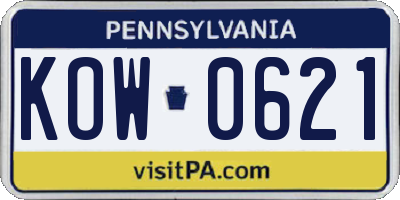 PA license plate KOW0621
