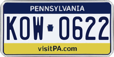 PA license plate KOW0622