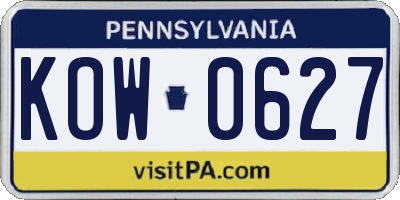 PA license plate KOW0627