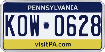 PA license plate KOW0628