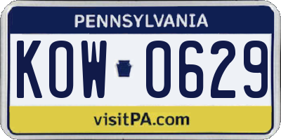 PA license plate KOW0629
