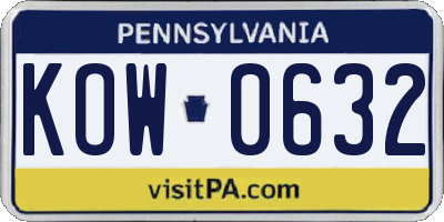 PA license plate KOW0632
