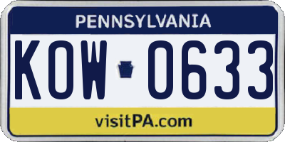 PA license plate KOW0633