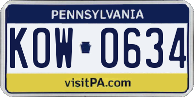 PA license plate KOW0634