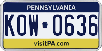 PA license plate KOW0636
