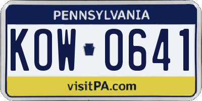 PA license plate KOW0641