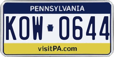 PA license plate KOW0644