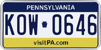 PA license plate KOW0646