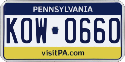 PA license plate KOW0660