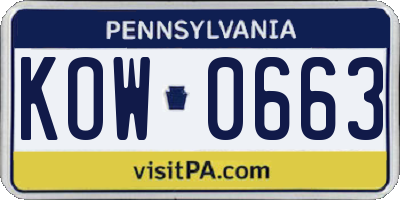 PA license plate KOW0663