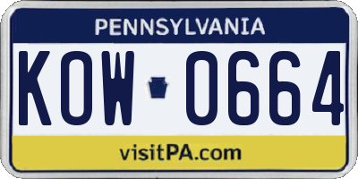 PA license plate KOW0664