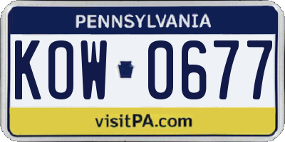 PA license plate KOW0677