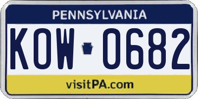 PA license plate KOW0682