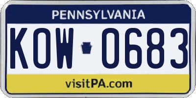 PA license plate KOW0683