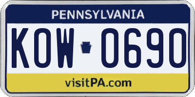 PA license plate KOW0690