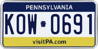 PA license plate KOW0691