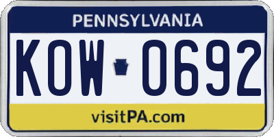 PA license plate KOW0692
