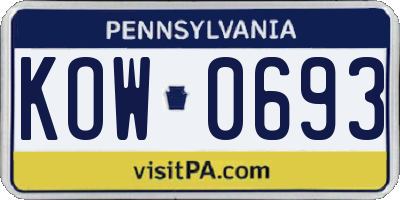 PA license plate KOW0693