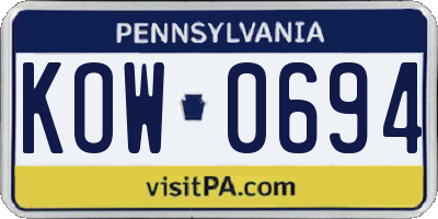 PA license plate KOW0694