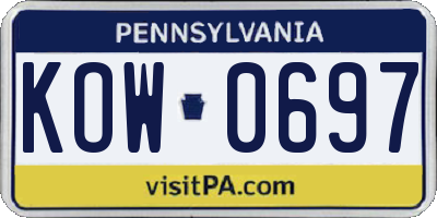 PA license plate KOW0697