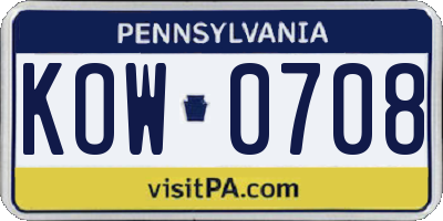 PA license plate KOW0708