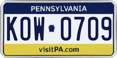 PA license plate KOW0709
