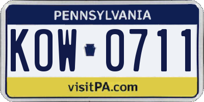 PA license plate KOW0711